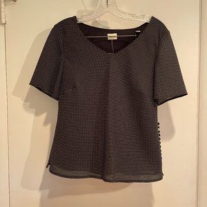 Black with small white polka dots blouse and skirt set